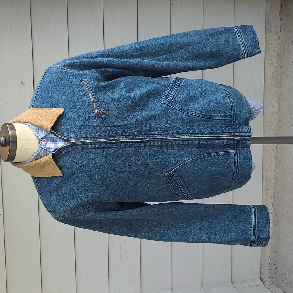 HUF Beuh Blue Jean Denim Corduroy Embroidered Cotton‎ Sz L Mens Jean Jacket NEW
